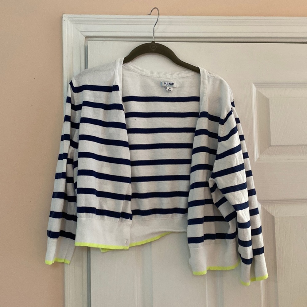 👚 old navy cropped stripe sweater xxl
